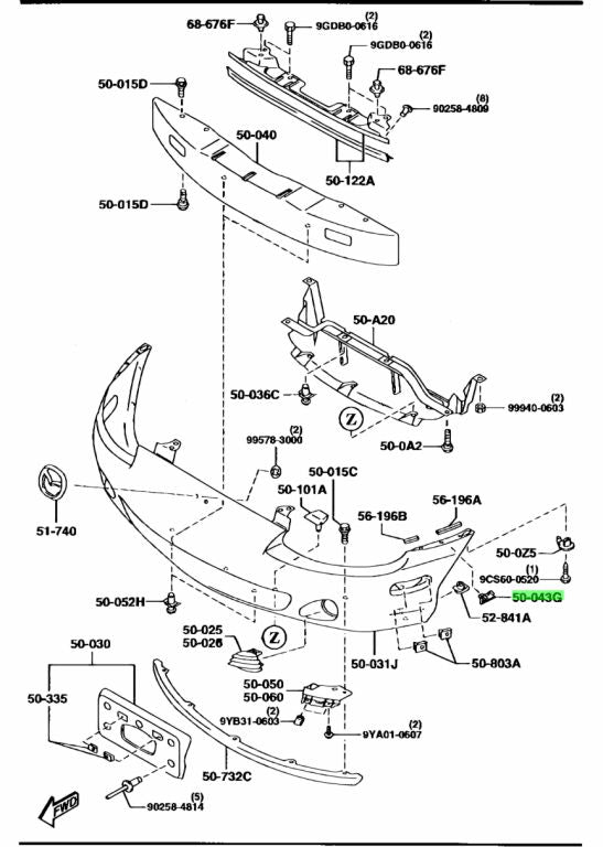 MX5 NB Front Bumper Slide (New)