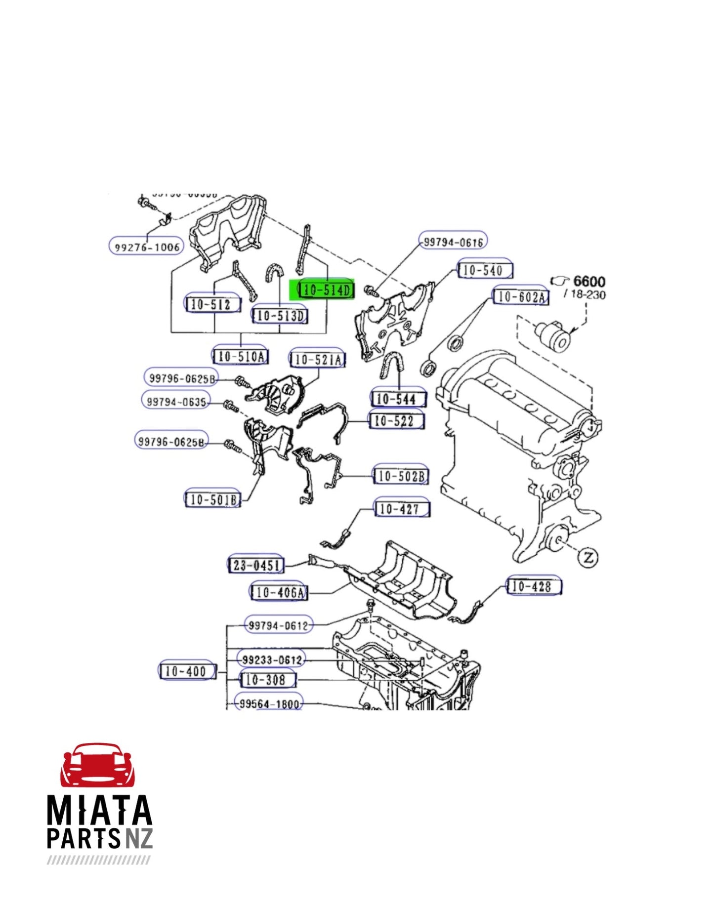 MX5 NA Upper Plastic Timing Cover Gaskets (New) (Genuine)