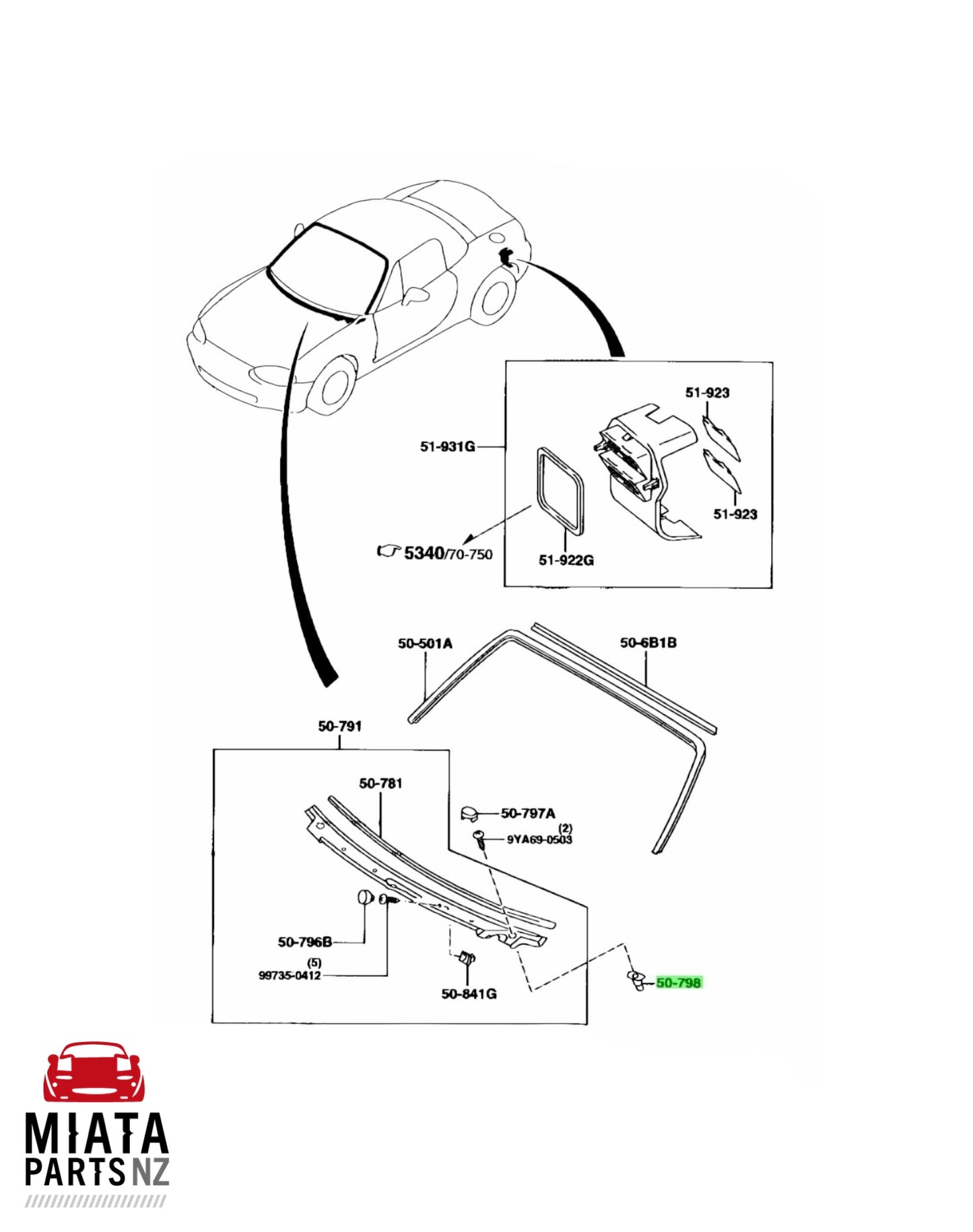 MX5 NA Wiper Cowl Screw Grommet 2 (New) (Genuine)