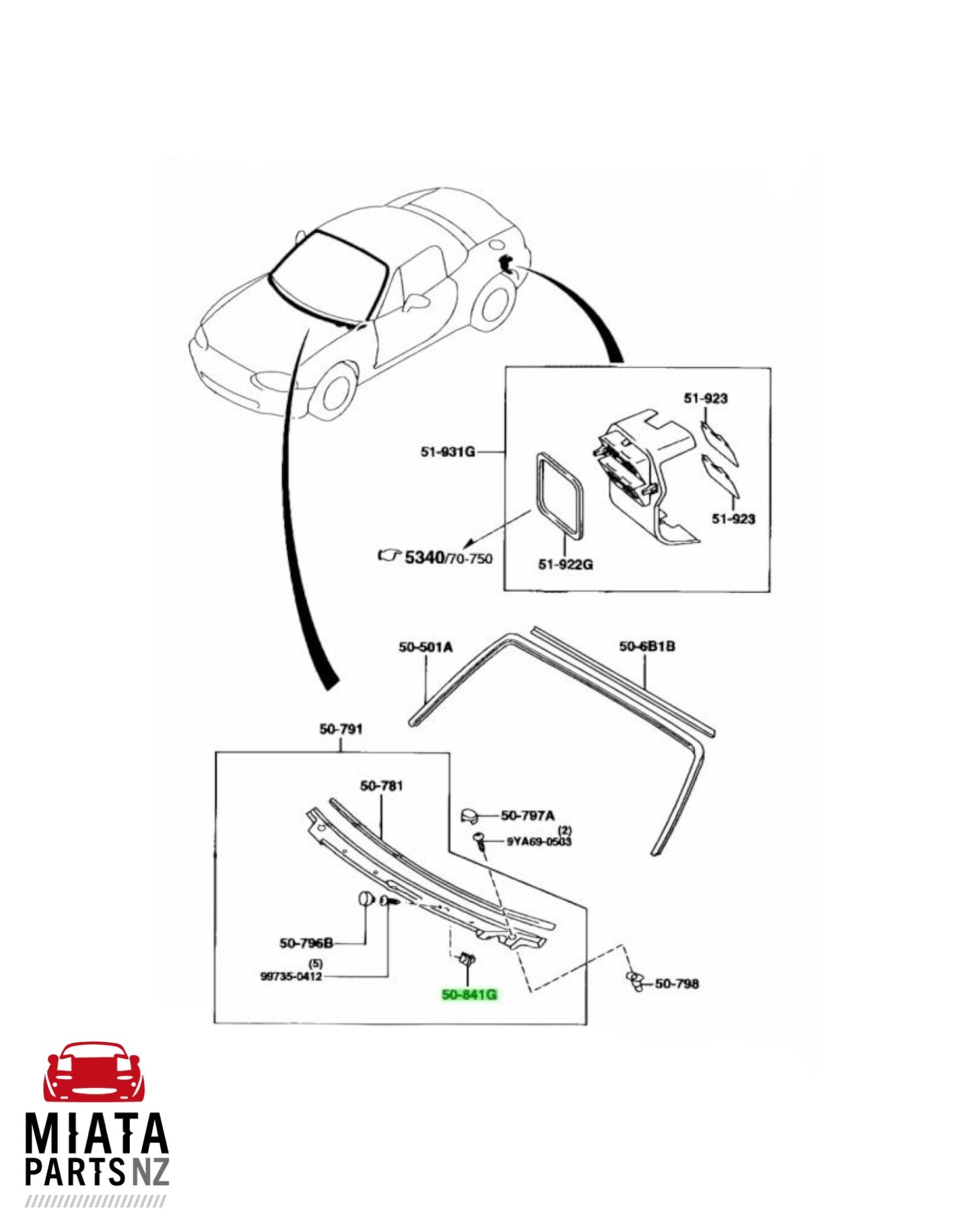 MX5 NA Wiper Cowl Screw Grommet (New) (Genuine)
