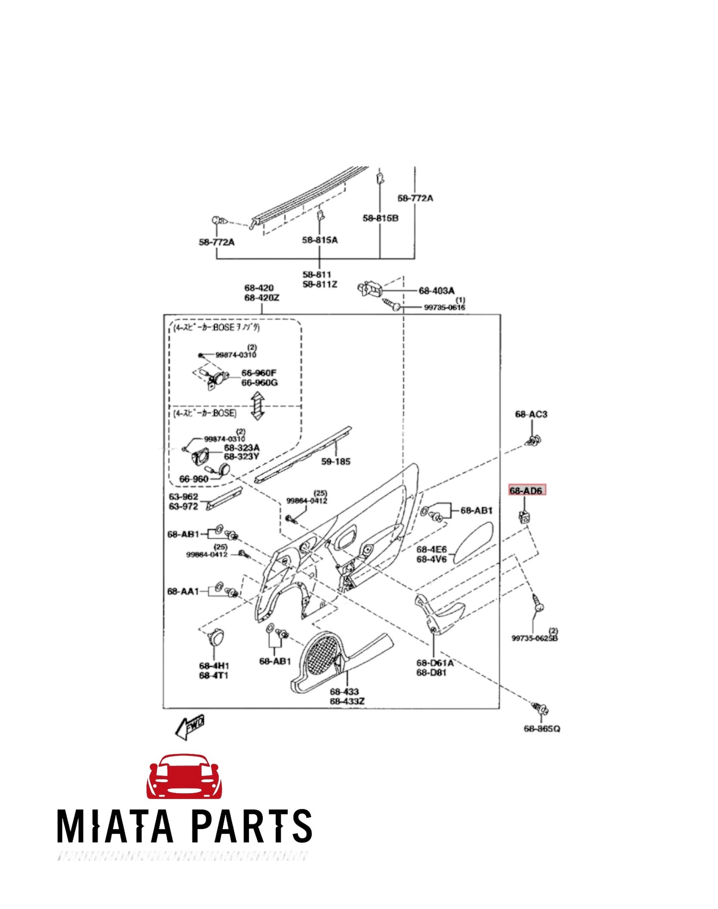 MX5 NB Interior Door Pull Grommet Mount (New) (Genuine)