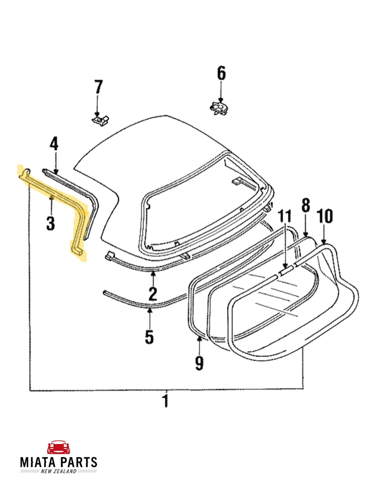 Miata Hardtop Window Seal - Reference
