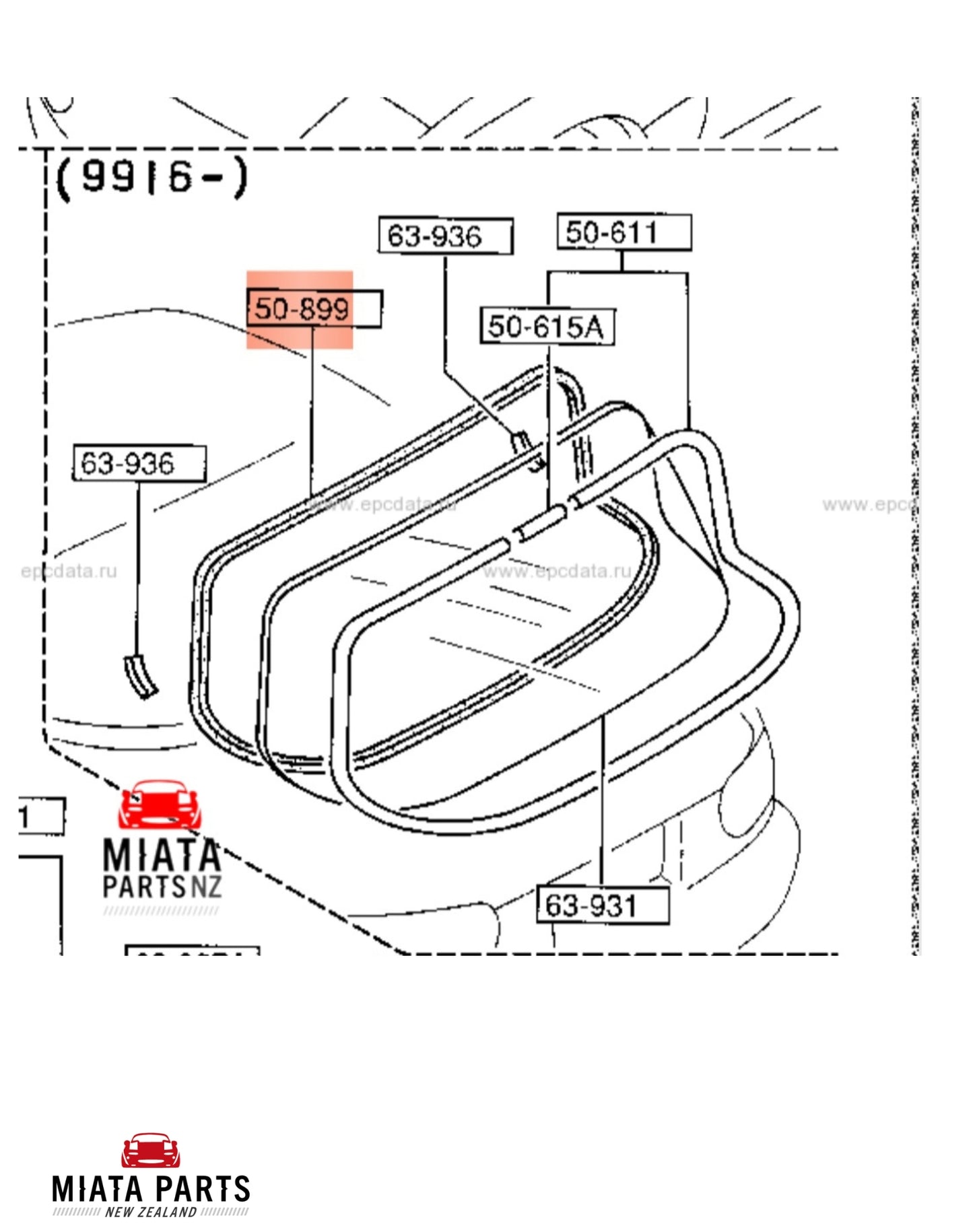 NA/NB Hardtop Rubber Window Dam