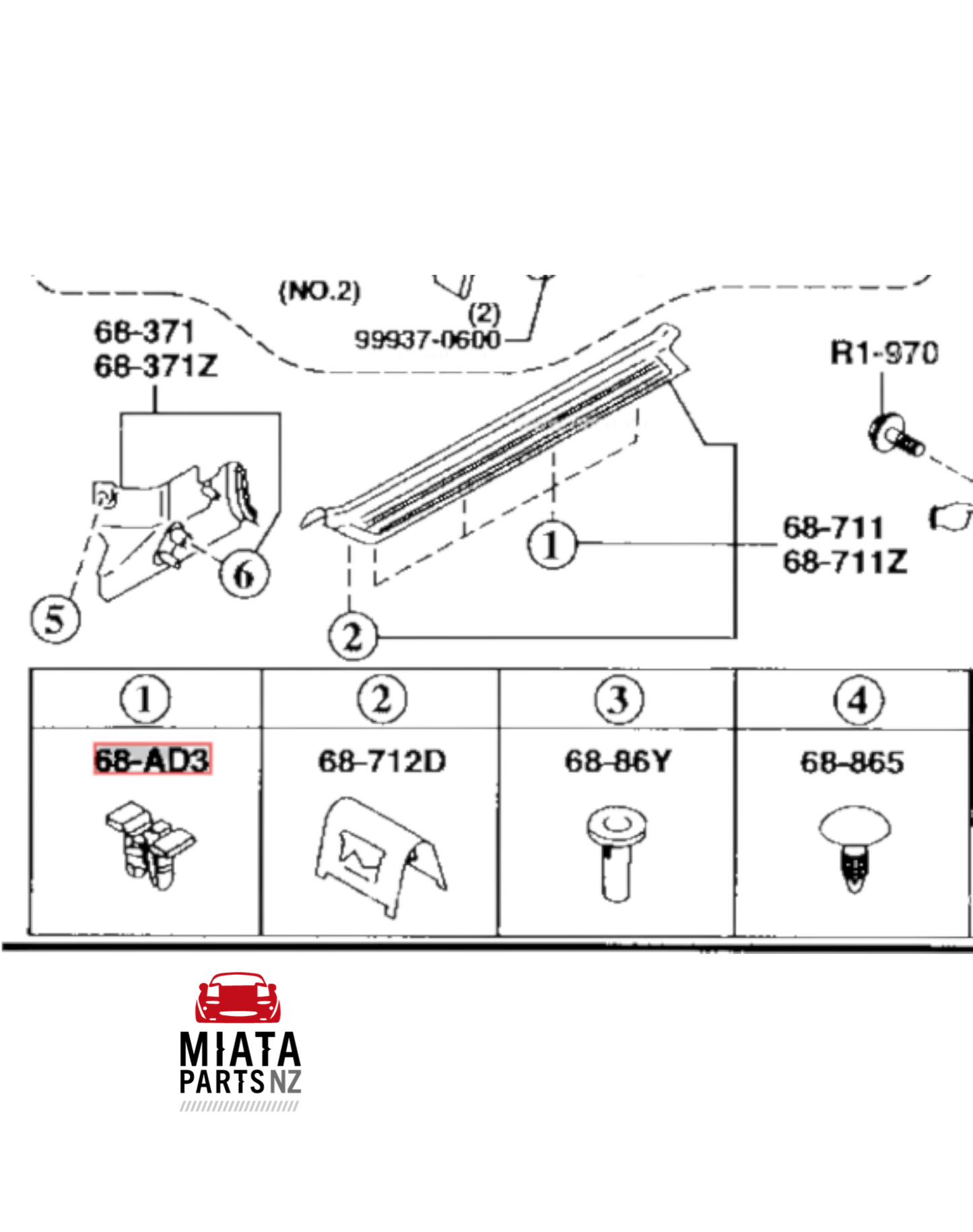 MX5 NB Sill/Scuff Plate Clip #1 (New)