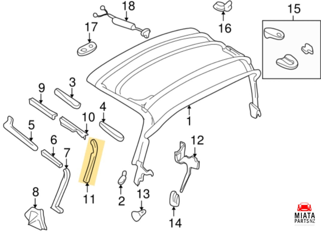 MX5 NA/NB Softtop Seal Retainer #3