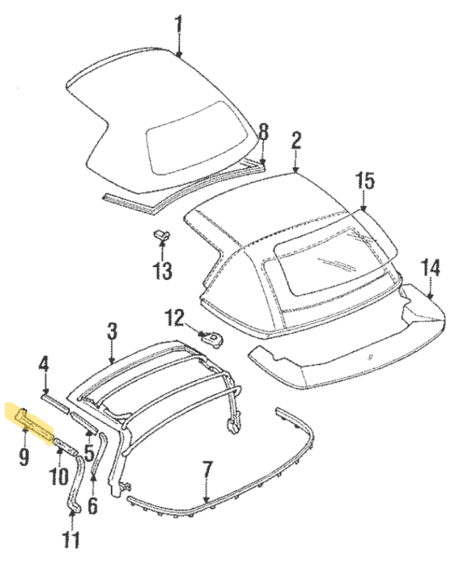 MX5 NA/NB Softtop Seal No.1 (New) (Genuine)