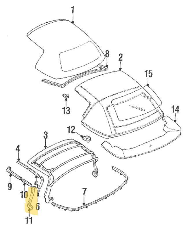 MX5 NA/NB Softtop Seal No.3 (New) (Genuine)