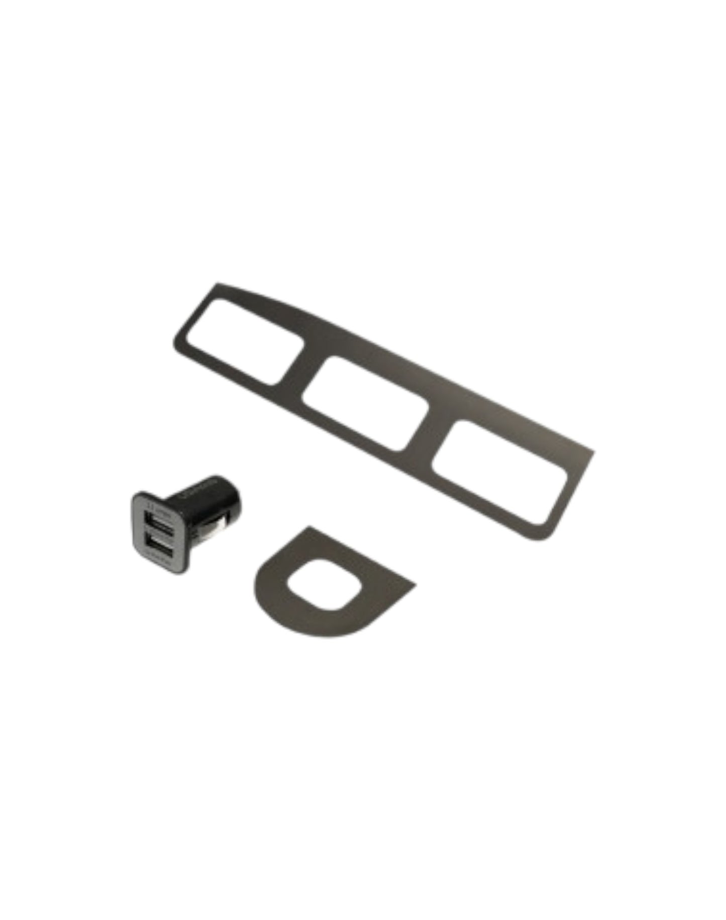 BLACK BRUSHED STAINLESS BUTTON BEZELS + USB LIGHTER CHARGER
