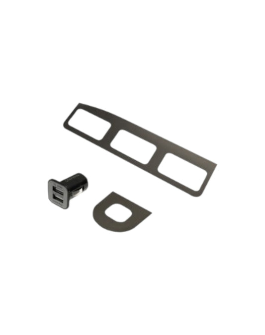 BLACK BRUSHED STAINLESS BUTTON BEZELS + USB LIGHTER CHARGER