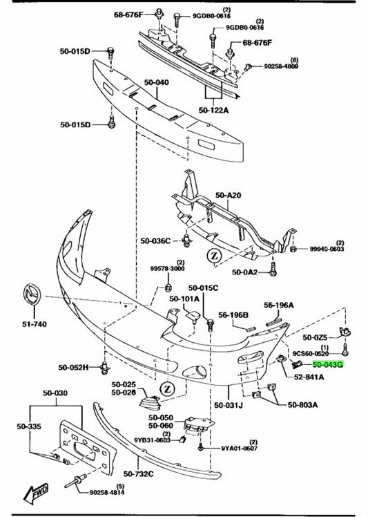 MX5 NB Front Bumper Slide (New)