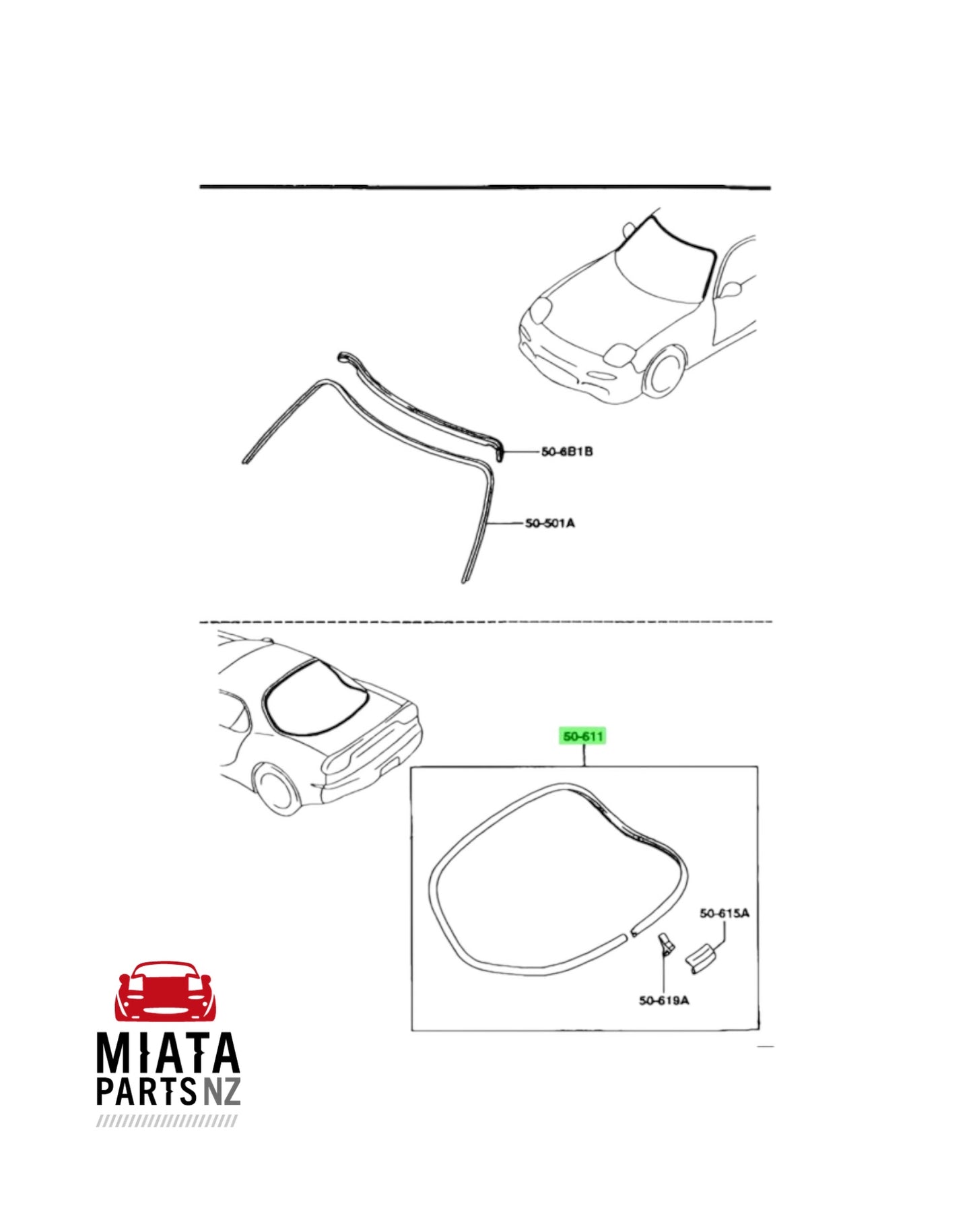 RX7 FD Rear Outer Windscreen Molding (New) (Genuine)