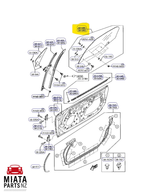 MX5 NC Main Door Glass (Used)