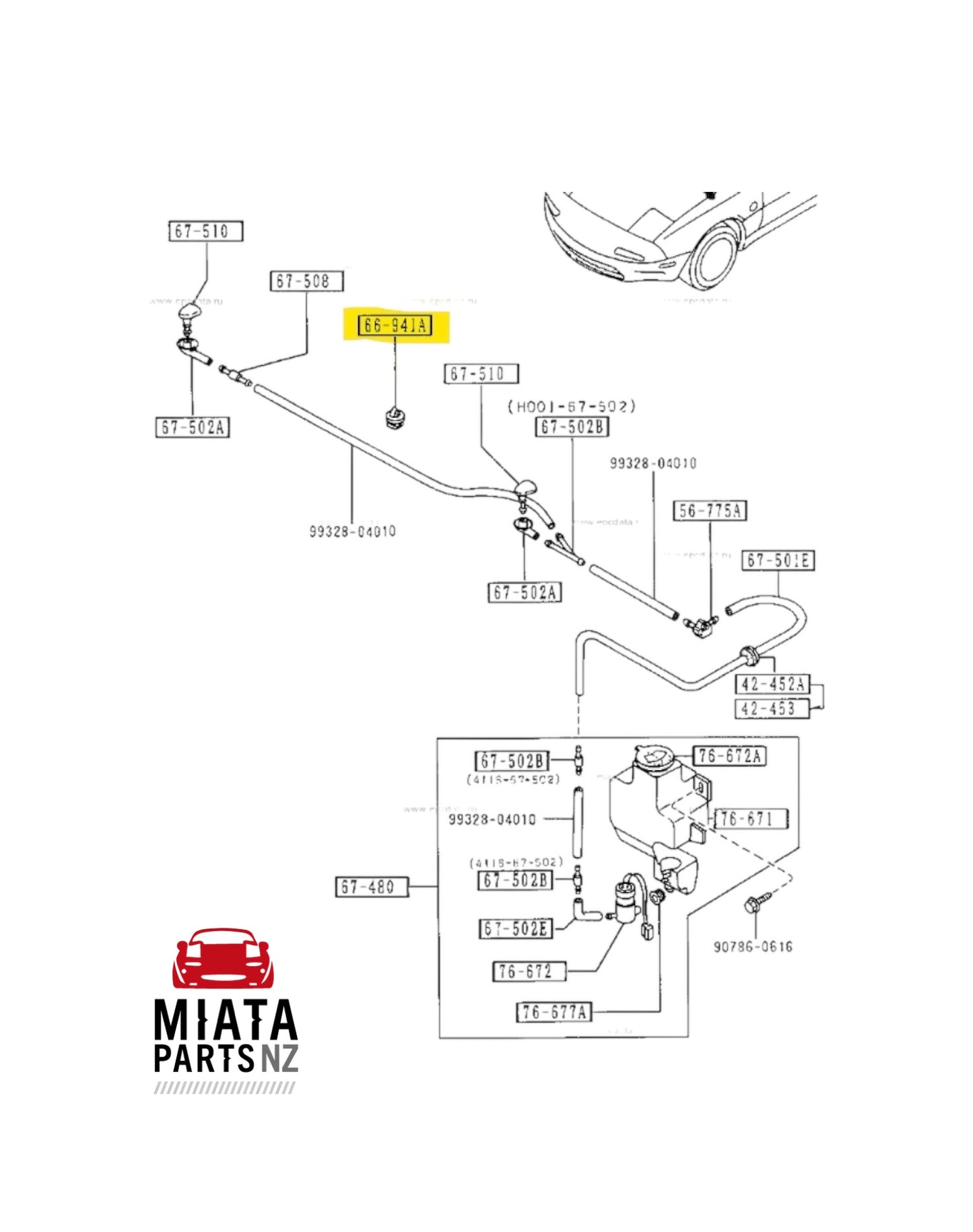MX5 NA Washer Hose Clip Middle (New) (Genuine)