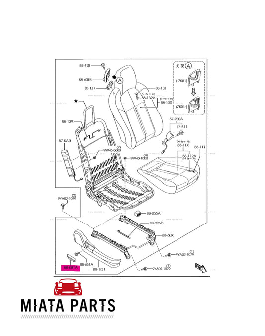 MX5 NC Seat Recliner Adjuster Handle (New) (Genuine)
