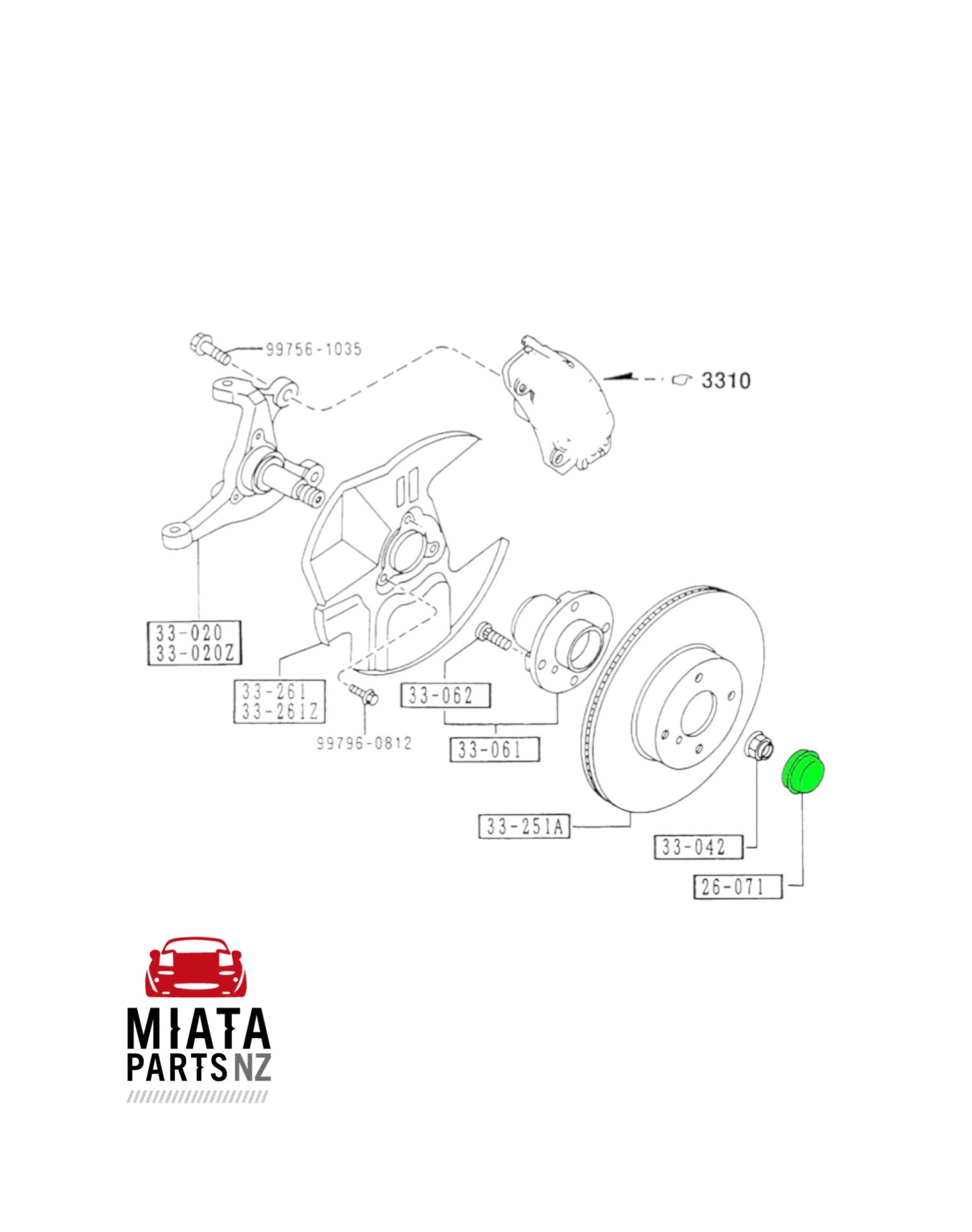 MX5 NA/NB Front Hub Dust Cover (New) (Genuine)