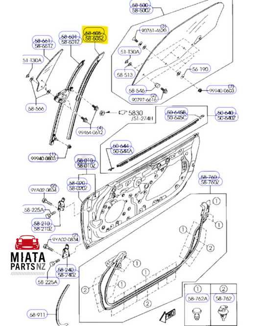 MX5 NC Quarter Glass Rubber (Used)
