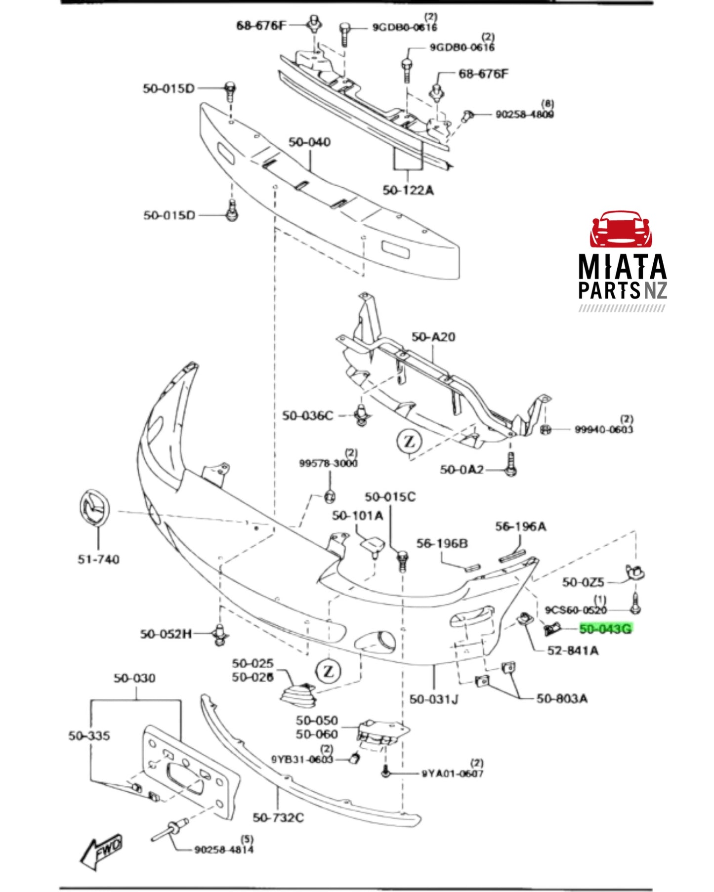 MX5 NB Front Bumper Slide (New)