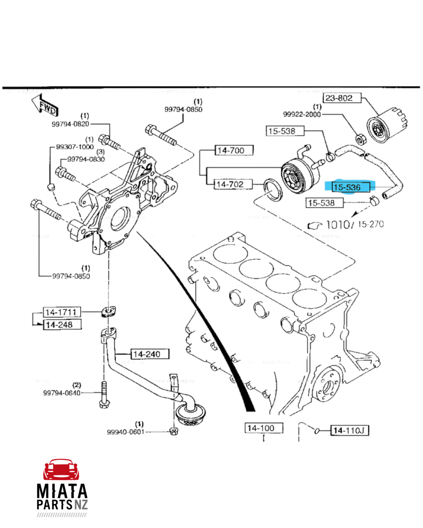 MX5 NA8 Oil Filter to Back of Head Hose (New)