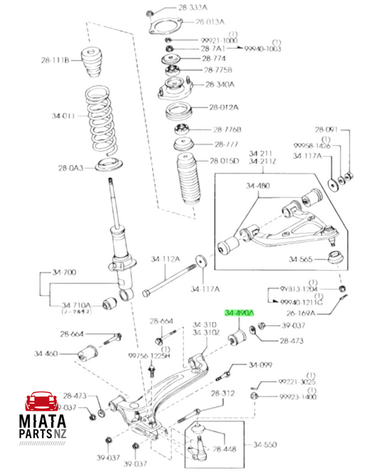 MX5 NA/NB Lower Front-Rear Arm Bushing (Aftermarket)