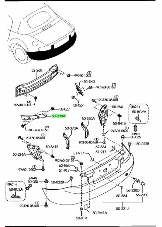 MX5 NC Rear Bumper Retainer (New) (Genuine)