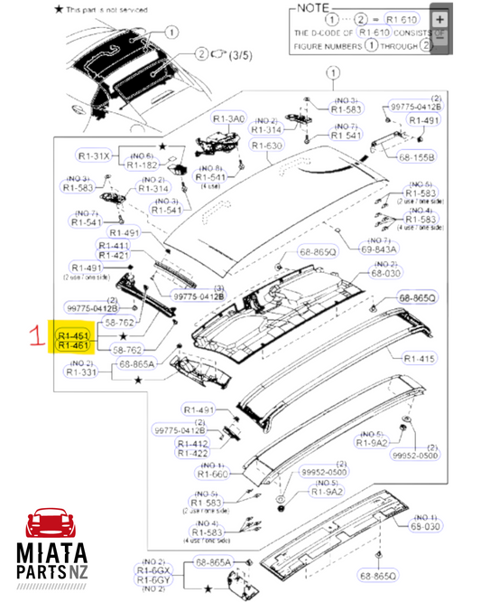 MX5 ND Retractable Hardtop Window Seals (New) (Genuine)