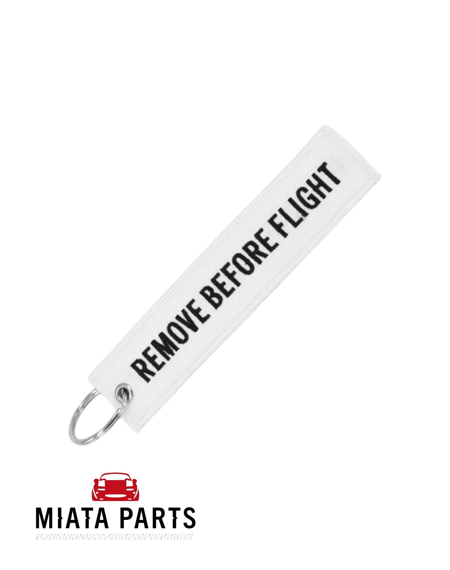 Remove Before Flight Keychain - White