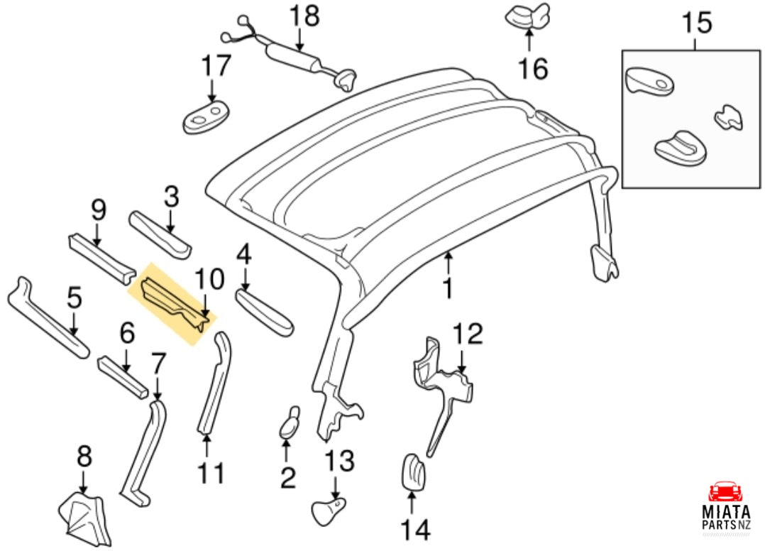 MX5 NA/NB Softtop Seal Retainer #2