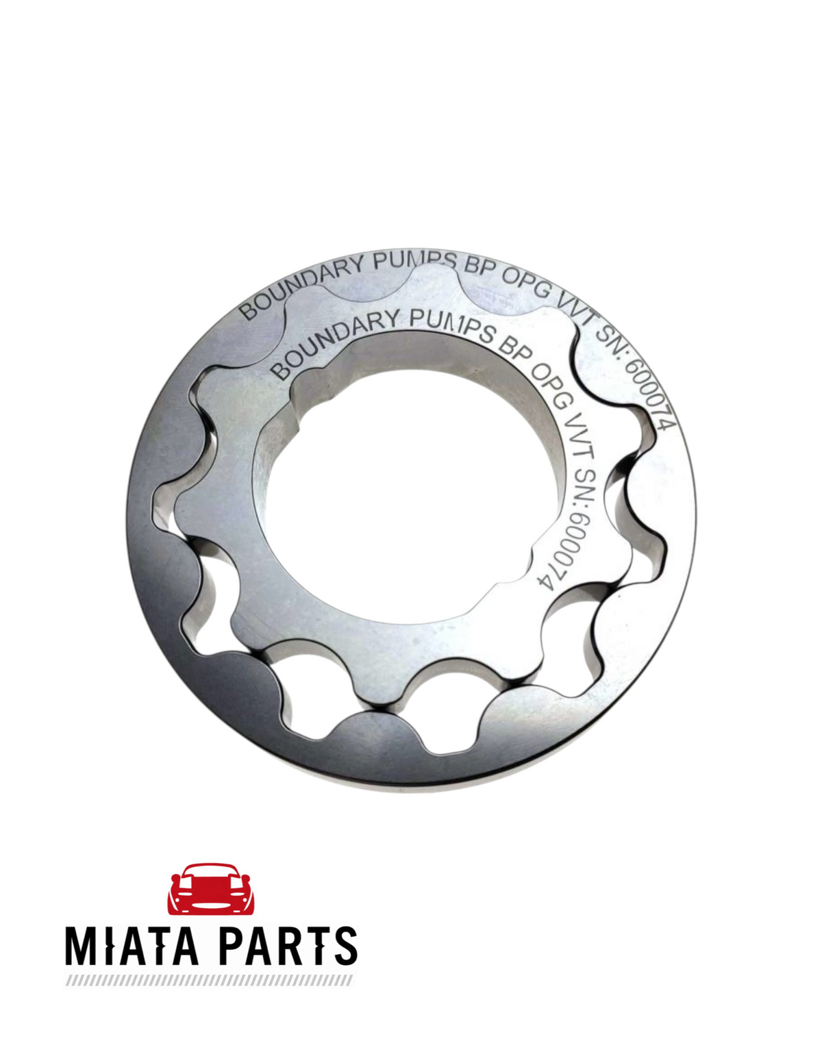 Miata Parts NZ Boundary billet steel oil pump gears for MX5 NB2 VVT engines, designed for high-performance durability.