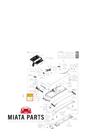 Miata Parts NZ genuine Mazda MX5 ND retractable hardtop window seal diagram showing technical assembly components